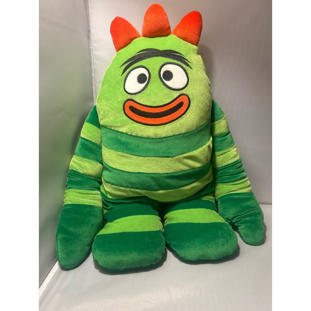Yo Gabba Gabba Brobee Plush Green Striped Monster 2011 Funhouse Betesh Group